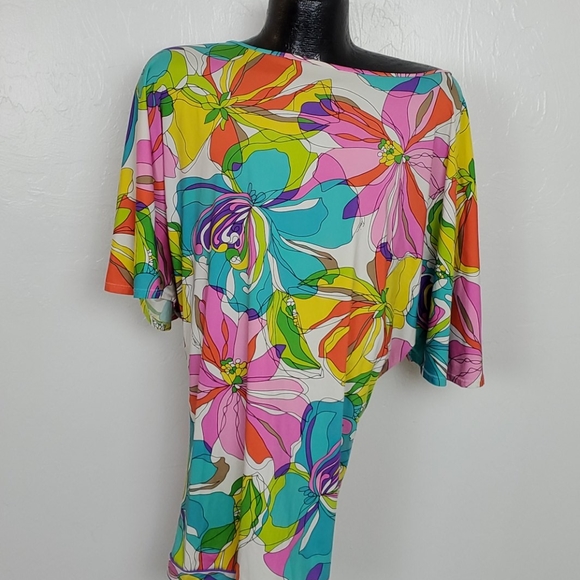 Trina Turk top blouse open back floral size M - Picture 2 of 10